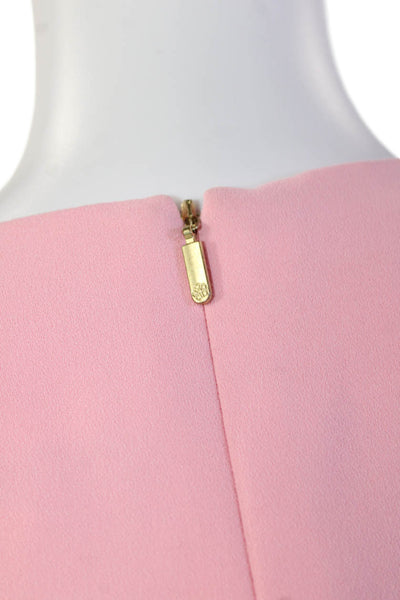 Trina Turk Womens Solid V-Neck Short Sleeve Flared Jumpsuit Light Pink Size 0