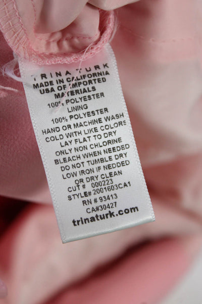 Trina Turk Womens Solid V-Neck Short Sleeve Flared Jumpsuit Light Pink Size 0