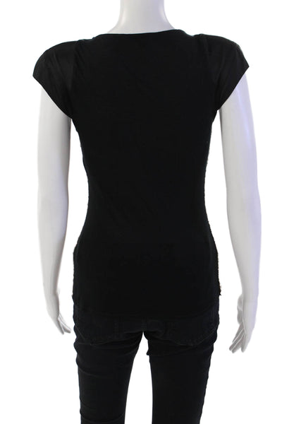 Ted Baker London Womens Sequin Round Neck Short Sleeve Blouse Top Brown Size 1