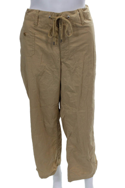Lauren Ralph Lauren Womens Cotton Drawstring Casual Straight Pants Tan Size 12