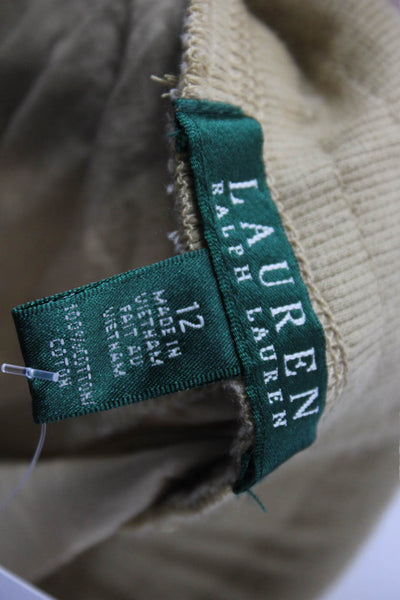 Lauren Ralph Lauren Womens Cotton Drawstring Casual Straight Pants Tan Size 12
