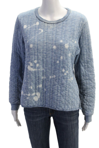 Madewell Womens Cotton Long Sleeve Round Neck Knit Top Blue Size L