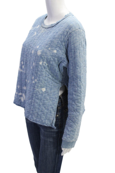Madewell Womens Cotton Long Sleeve Round Neck Knit Top Blue Size L