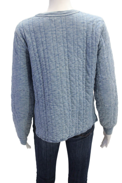 Madewell Womens Cotton Long Sleeve Round Neck Knit Top Blue Size L
