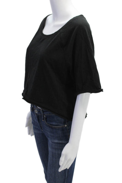 We The Free Womens Cotton Short Sleeve Round Neck Crop Top Black Size L