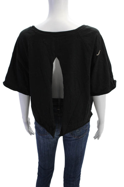 We The Free Womens Cotton Short Sleeve Round Neck Crop Top Black Size L