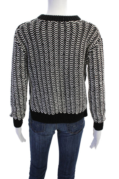 COS Womens Cotton Long Sleeve Round Neck Colorblock Sweater Black Size XS