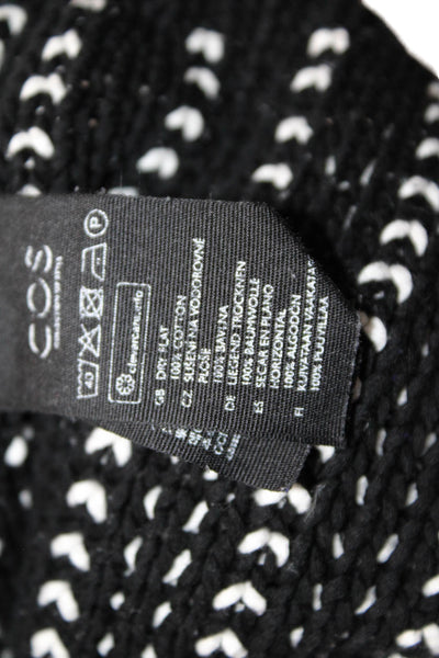 COS Womens Cotton Long Sleeve Round Neck Colorblock Sweater Black Size XS