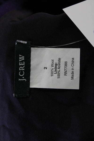 J Crew Womens Wool Ruffle Design Short Sleeve Midi Pencil Dress Purple Size 2