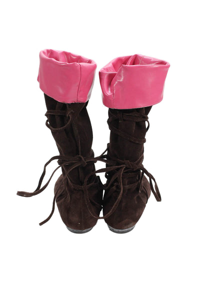 Lily Pulitzer Womens Suede Tie Around Slouch Tall Pink Lining Boots Brown Size 9