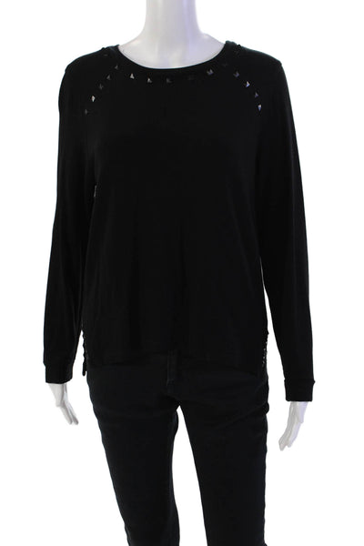 Generation Love Womens Round Neck Studded Detail Long Sleeve Top Black Size M