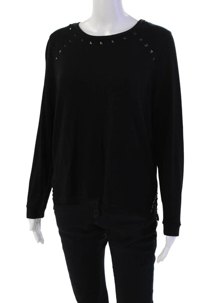 Generation Love Womens Round Neck Studded Detail Long Sleeve Top Black Size M