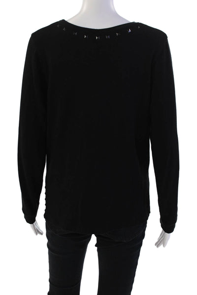 Generation Love Womens Round Neck Studded Detail Long Sleeve Top Black Size M