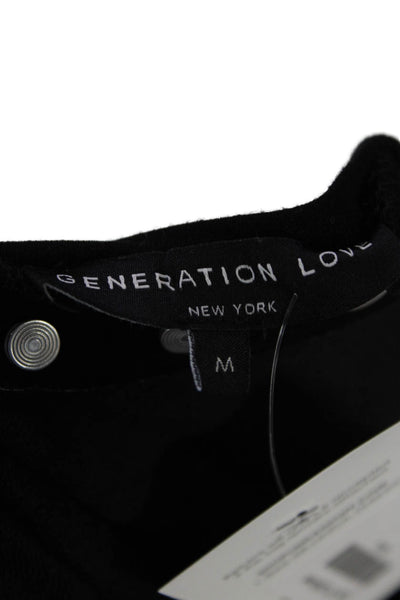 Generation Love Womens Round Neck Studded Detail Long Sleeve Top Black Size M
