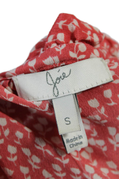 Joie Womens Silk Floral Print Spaghetti Strap Layered Trim Blouse Orange Size S