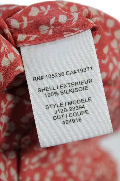 Joie Womens Silk Floral Print Spaghetti Strap Layered Trim Blouse Orange Size S