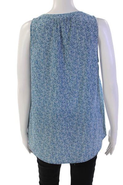 Joie Womens Silk Spotted Print Casual V-Neck Sleeveless Blouse Blue Size S