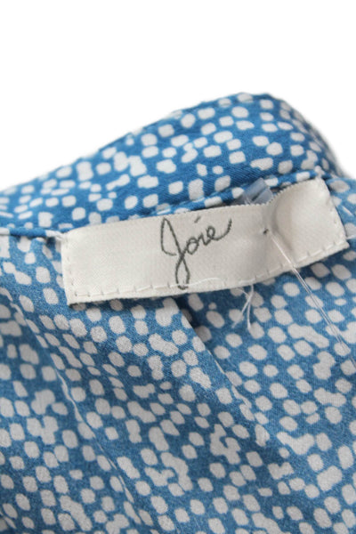Joie Womens Silk Spotted Print Casual V-Neck Sleeveless Blouse Blue Size S