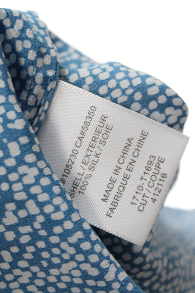 Joie Womens Silk Spotted Print Casual V-Neck Sleeveless Blouse Blue Size S