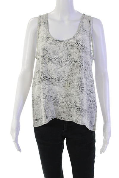 Joie Womens Silk Round Neck Spotted Print Tank Top Blouse White Size M