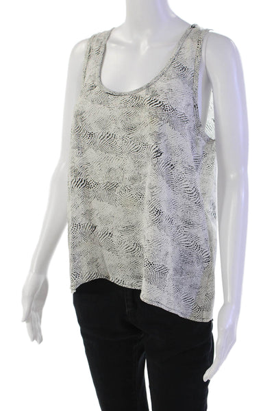Joie Womens Silk Round Neck Spotted Print Tank Top Blouse White Size M