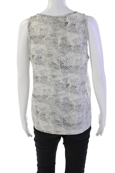 Joie Womens Silk Round Neck Spotted Print Tank Top Blouse White Size M