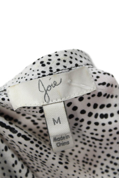 Joie Womens Silk Round Neck Spotted Print Tank Top Blouse White Size M