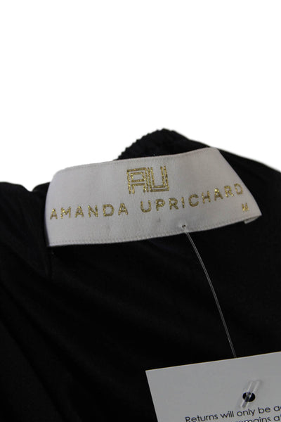 Amanda Uprichard Womens Silk Off The Shoulder Peasant Sleeve Blouse Black Size M