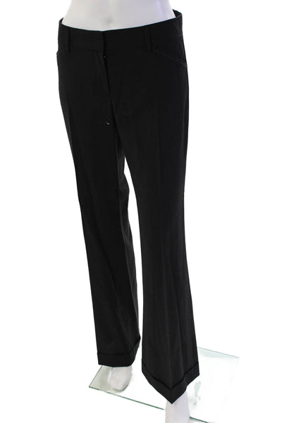 Elie Tahari Womens Wool Striped Cuffed Ankle Flared Leg Dress Pants Black Size 6