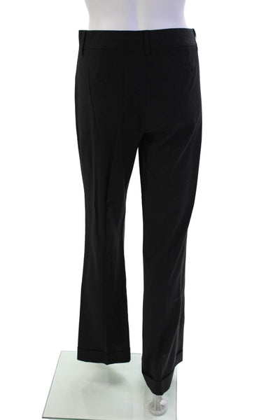 Elie Tahari Womens Wool Striped Cuffed Ankle Flared Leg Dress Pants Black Size 6