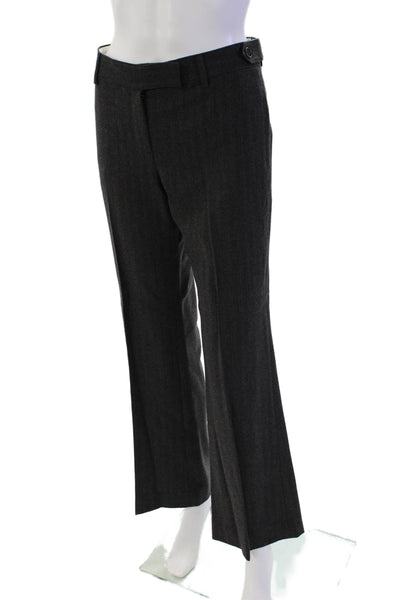 Theory Womens Wool Striped Flared Leg Pocketed Dress Pants Gray Size 8