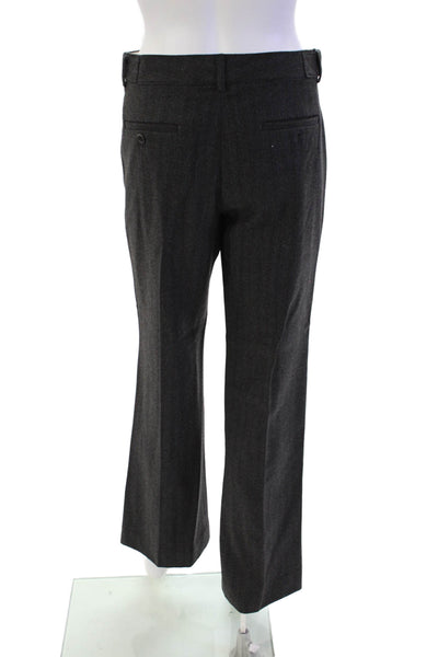 Theory Womens Wool Striped Flared Leg Pocketed Dress Pants Gray Size 8