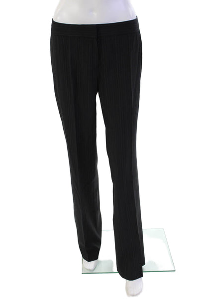 Elie Tahari Womens Flat Front Pinstriped Flared Leg Dress Pants Black Size 6