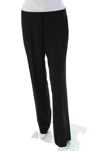 Elie Tahari Womens Flat Front Pinstriped Flared Leg Dress Pants Black Size 6