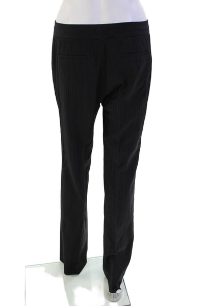Elie Tahari Womens Flat Front Pinstriped Flared Leg Dress Pants Black Size 6