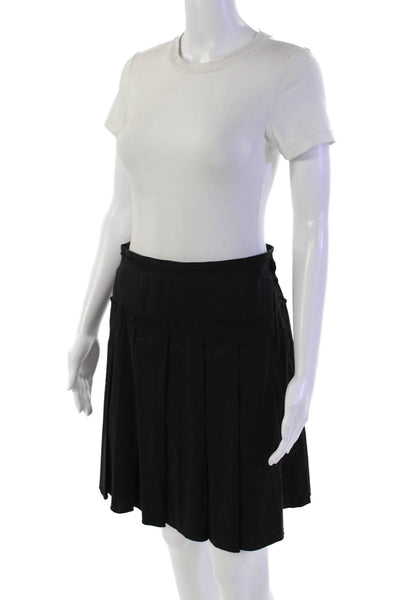 BCBG Max Azria Womens Cotton Pleated Detail Lined Skirt Solid Black Size 4