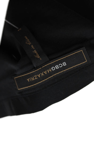 BCBG Max Azria Womens Cotton Pleated Detail Lined Skirt Solid Black Size 4