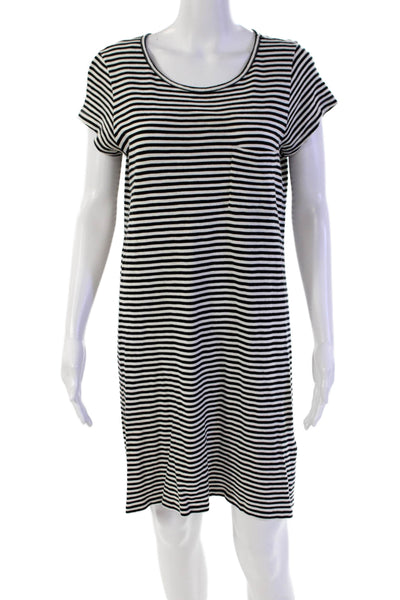 Joie Womens Cotton Striped Short Sleeve Pocket Detail Dress Black Size S
