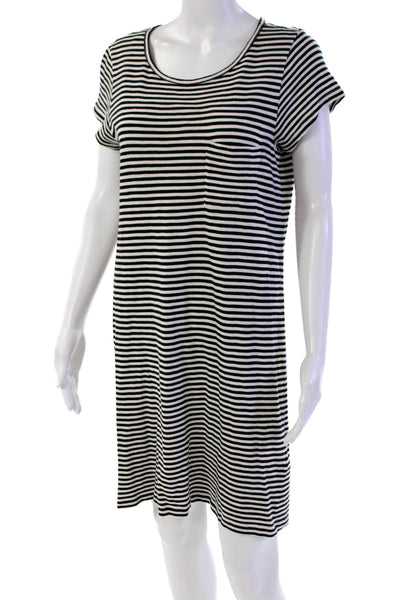 Joie Womens Cotton Striped Short Sleeve Pocket Detail Dress Black Size S