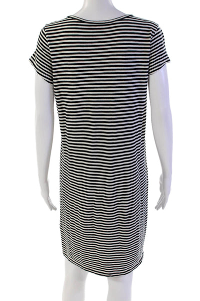 Joie Womens Cotton Striped Short Sleeve Pocket Detail Dress Black Size S