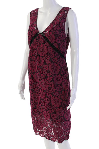 Plenty by Tracy Reese Womens Cotton Sleeveless Lace Overlay Dress Purple Size 6