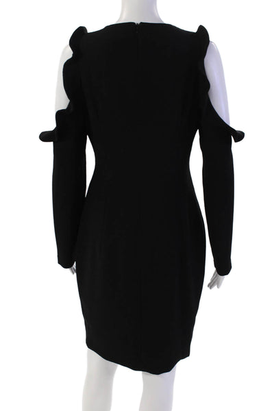 Black Halo Womens Round Neck Long Sleeve Cold Shoulder Dress Black Size S
