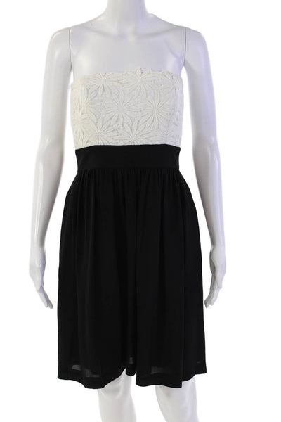 Shoshanna Womens Floral Lace Overlay Detail Sleeveless Mini Dress Black Size 6