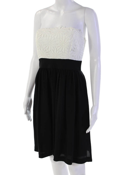 Shoshanna Womens Floral Lace Overlay Detail Sleeveless Mini Dress Black Size 6