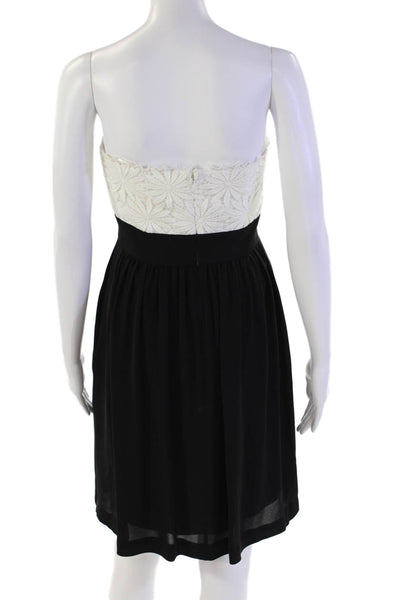 Shoshanna Womens Floral Lace Overlay Detail Sleeveless Mini Dress Black Size 6