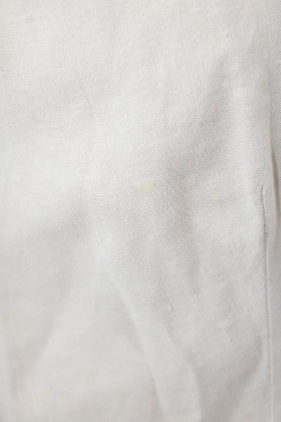 Elie Tahari Womens Linen Buttoned Sleeveless Waist Tied Dress Beige Size 4