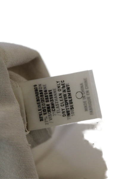 Elie Tahari Womens Linen Buttoned Sleeveless Waist Tied Dress Beige Size 4
