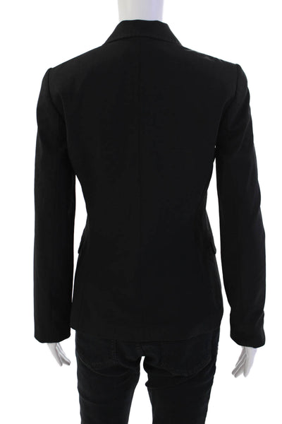 Elie Tahari Womens Three Button Notched Lapel Blazer Jacket Black Wool Size 4