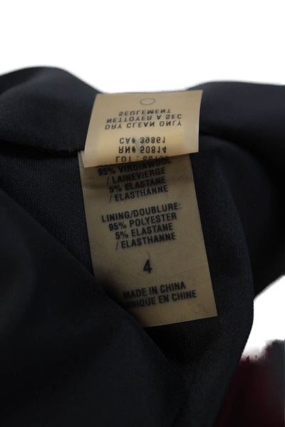 Elie Tahari Womens Three Button Notched Lapel Blazer Jacket Black Wool Size 4