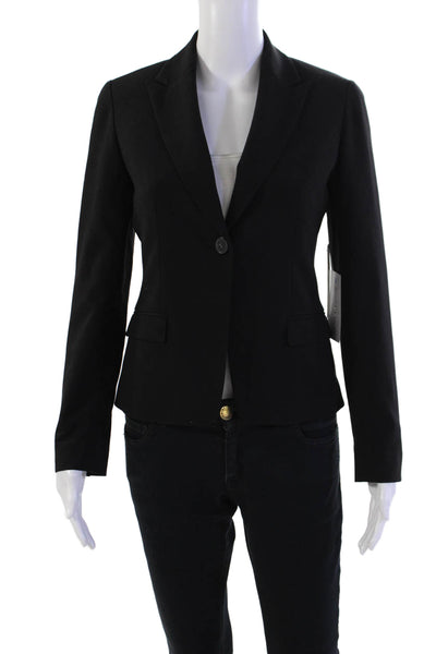 T Tahari Womens Single Button Pointed Lapel Maren Blazer Jacket Black Size 2P